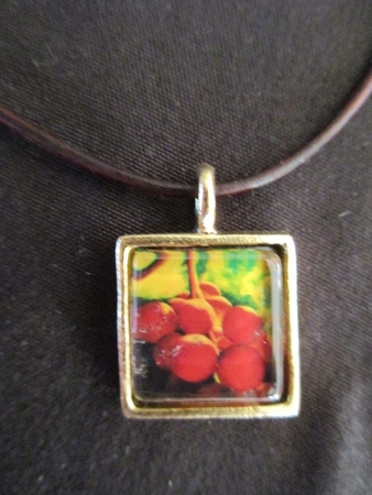 Grapes, sm square pendant