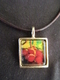 Grapes, sm square pendant